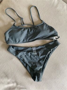 Women’s Two-Piece Scoop Bikini in Olive-Gray